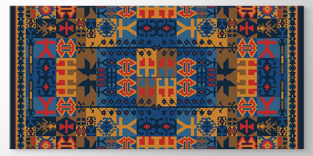 Geleneksel Anadolu Sembolik Kilim Desenli Büyük Ebat Duvar Dekoru 11982