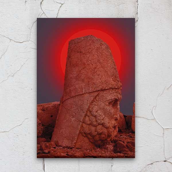 Nemrut Dağı Kırmızı Işık Heykel Başı Sanatsal Kanvas Tablo 11998