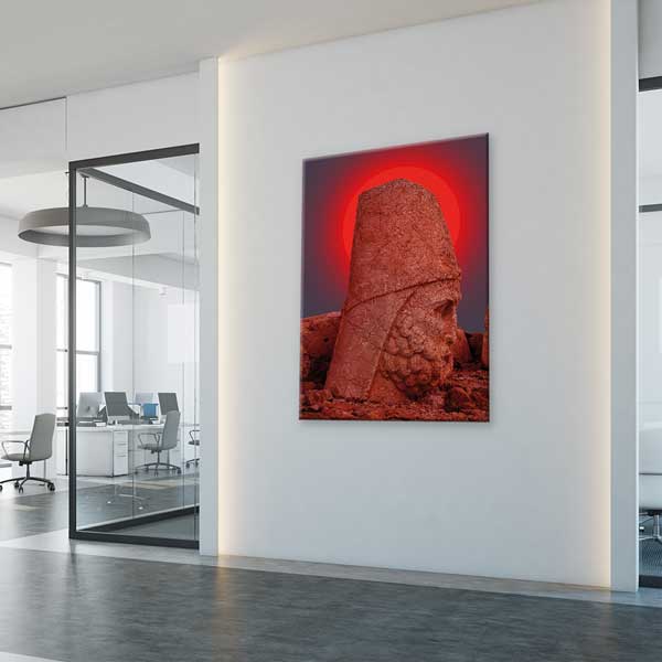 Nemrut Dağı Kırmızı Işık Heykel Başı Sanatsal Kanvas Tablo 11998