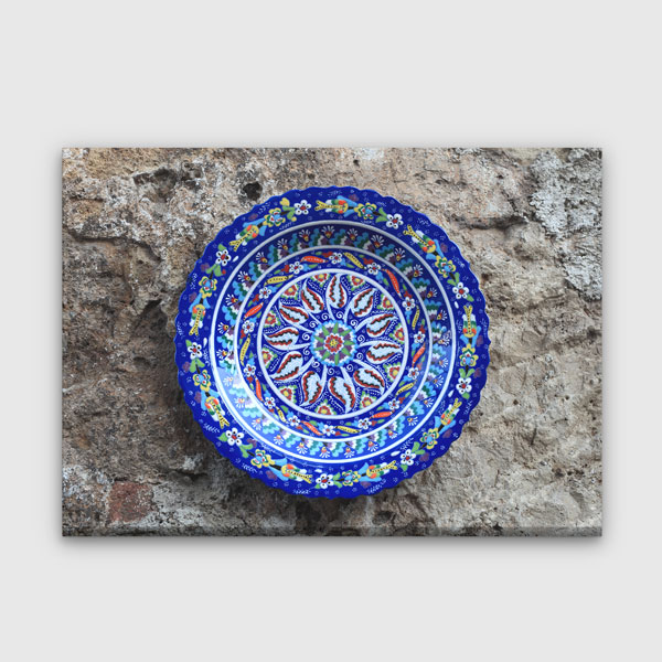 Geleneksel Türk İznik Çini Desenli Dairesel Duvar Tablosu Kanvas Tablo 12141