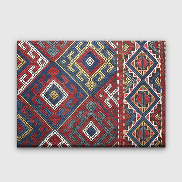 Geleneksel Anadolu Geometrik Kilim Desenli Duvar Tablosu Kanvas Tablo 12142