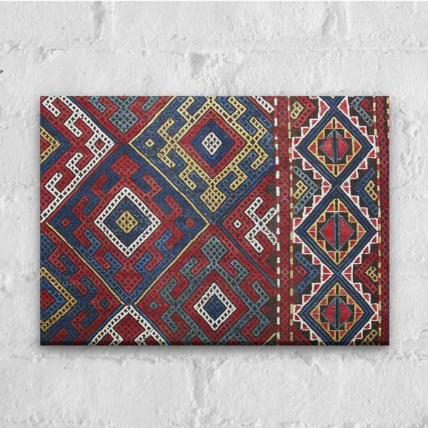 Geleneksel Anadolu Geometrik Kilim Desenli Duvar Tablosu Kanvas Tablo 12142