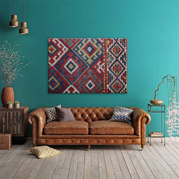 Geleneksel Anadolu Geometrik Kilim Desenli Duvar Tablosu Kanvas Tablo 12142