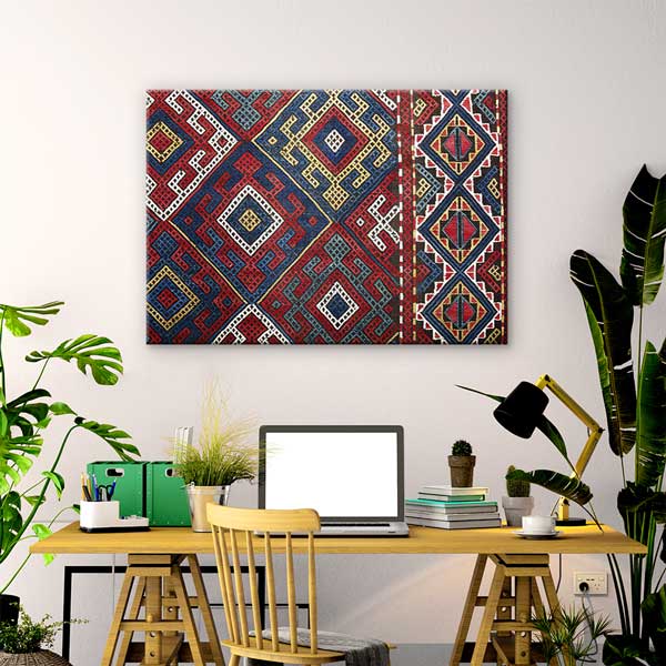 Geleneksel Anadolu Geometrik Kilim Desenli Duvar Tablosu Kanvas Tablo 12142