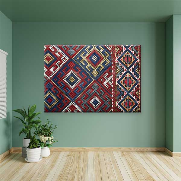 Geleneksel Anadolu Geometrik Kilim Desenli Duvar Tablosu Kanvas Tablo 12142