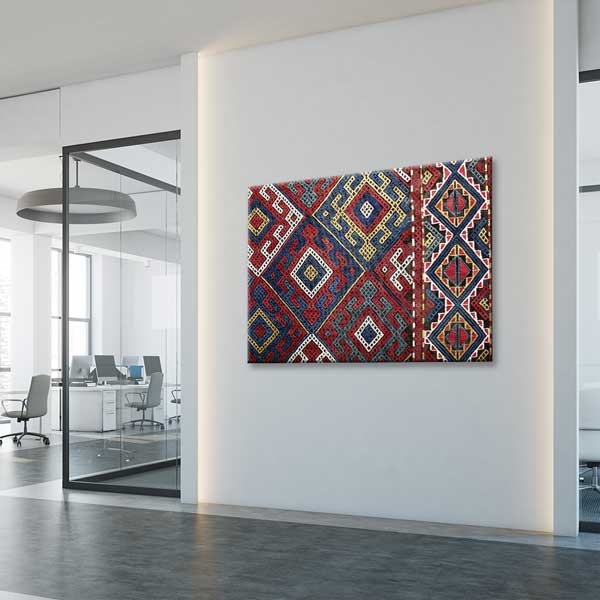 Geleneksel Anadolu Geometrik Kilim Desenli Duvar Tablosu Kanvas Tablo 12142