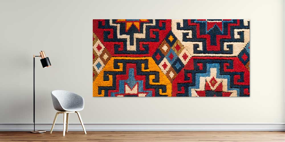 Geleneksel Anadolu Geometrik Kilim Motifli Büyük Ebat Duvar Dekoru 11979