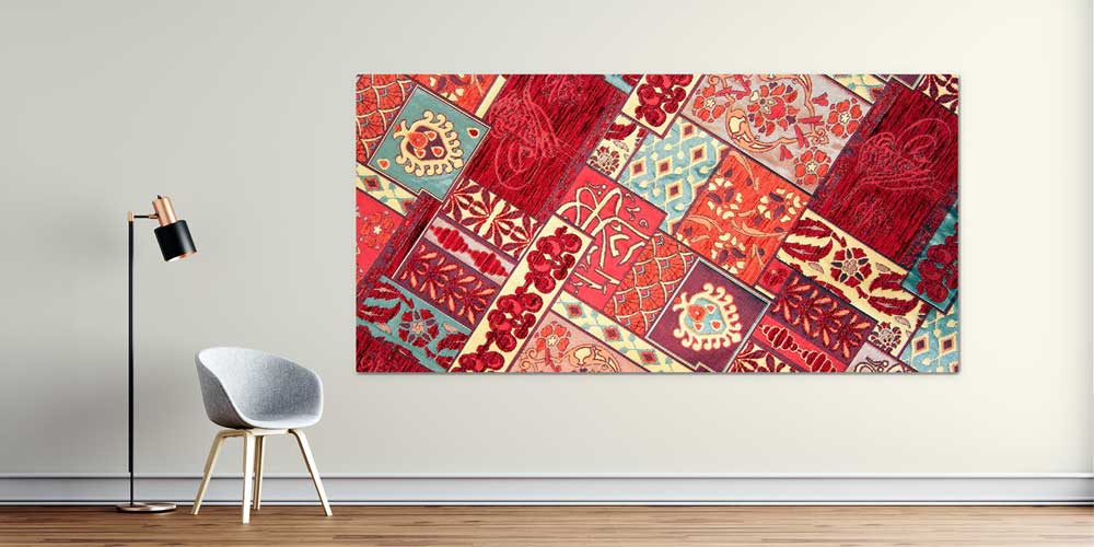 Geleneksel Anadolu Çiçek Motifli Parça Desenli Büyük Ebat Duvar Dekoru 11980