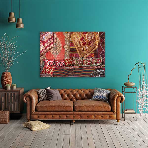 Geleneksel Türk Kilim ve Halı Desenli Otantik Duvar Tablosu Kanvas Tablo 12145