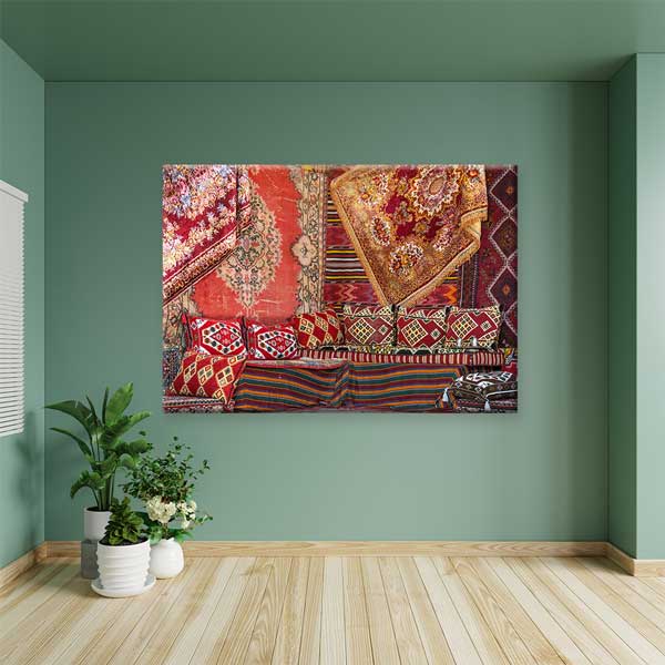 Geleneksel Türk Kilim ve Halı Desenli Otantik Duvar Tablosu Kanvas Tablo 12145