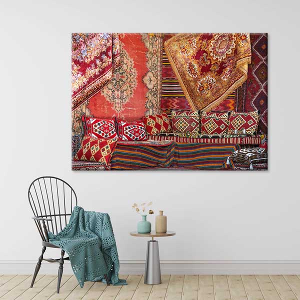 Geleneksel Türk Kilim ve Halı Desenli Otantik Duvar Tablosu Kanvas Tablo 12145