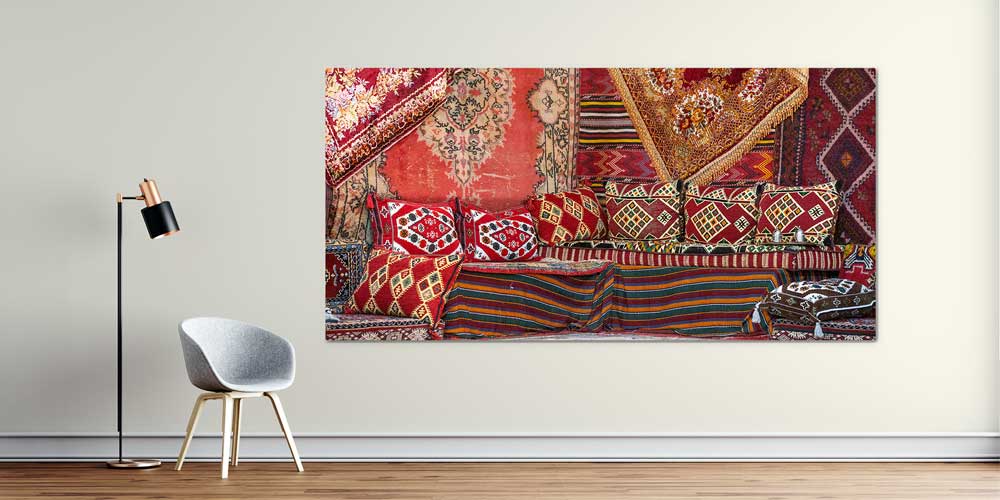 Geleneksel Türk Kilim ve Minder Desenli Büyük Ebat Duvar Dekoru 11973