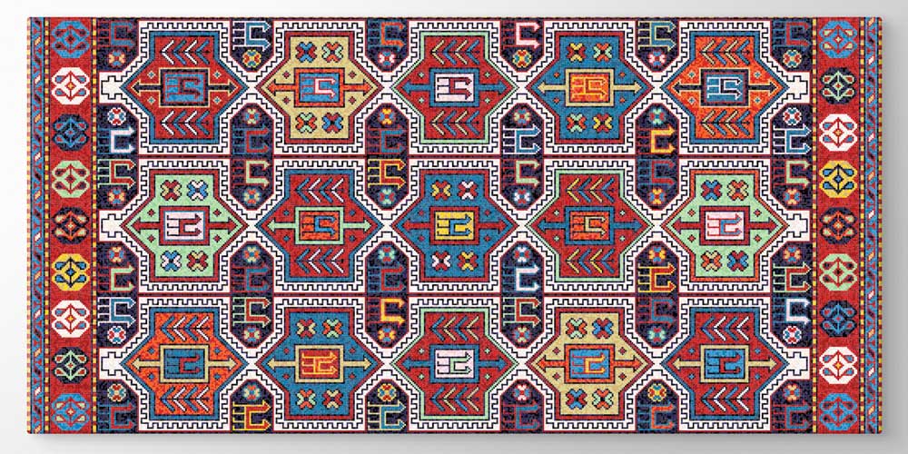 Geleneksel Anadolu Tekrarlı Kilim Motifli Büyük Ebat Duvar Dekoru 11983