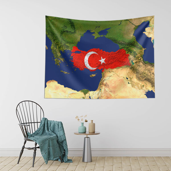 Türkiye Harita ve Bayrak Duvar Örtüsü 7775