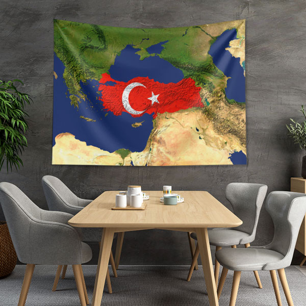 Türkiye Harita ve Bayrak Duvar Örtüsü 7775