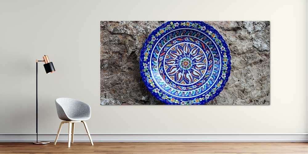 Geleneksel Türk Mavi Çini Motifli Büyük Ebat Duvar Dekoru 11976