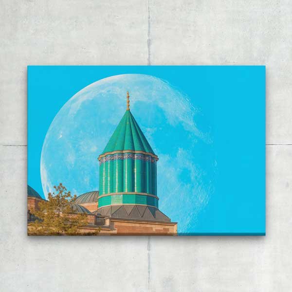turkiye-tablolari-12104-00 Mevlânâ Türbesi ve Ay Manzarası Kanvas Tablo 12104