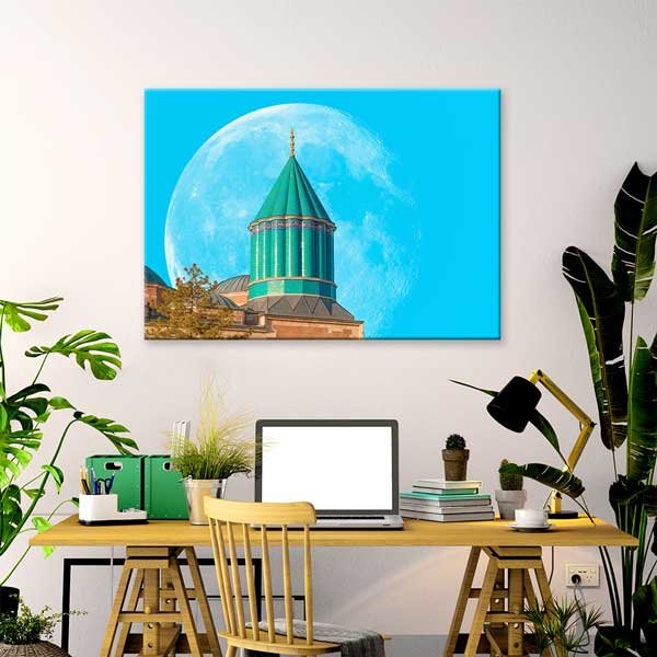 Mevlânâ Türbesi ve Ay Manzarası Kanvas Tablo 12104