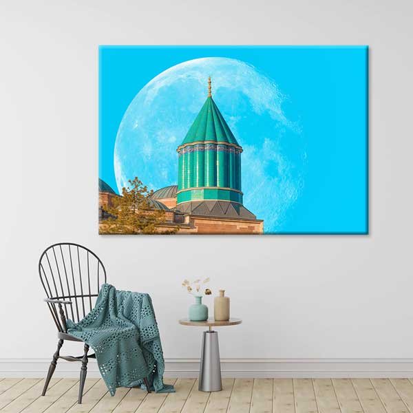 Mevlânâ Türbesi ve Ay Manzarası Kanvas Tablo 12104