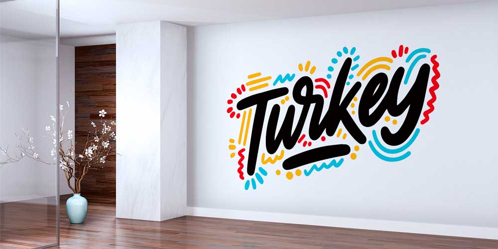 Modern Tipografi “Turkey” Yazılı Duvar Kağıdı 11652