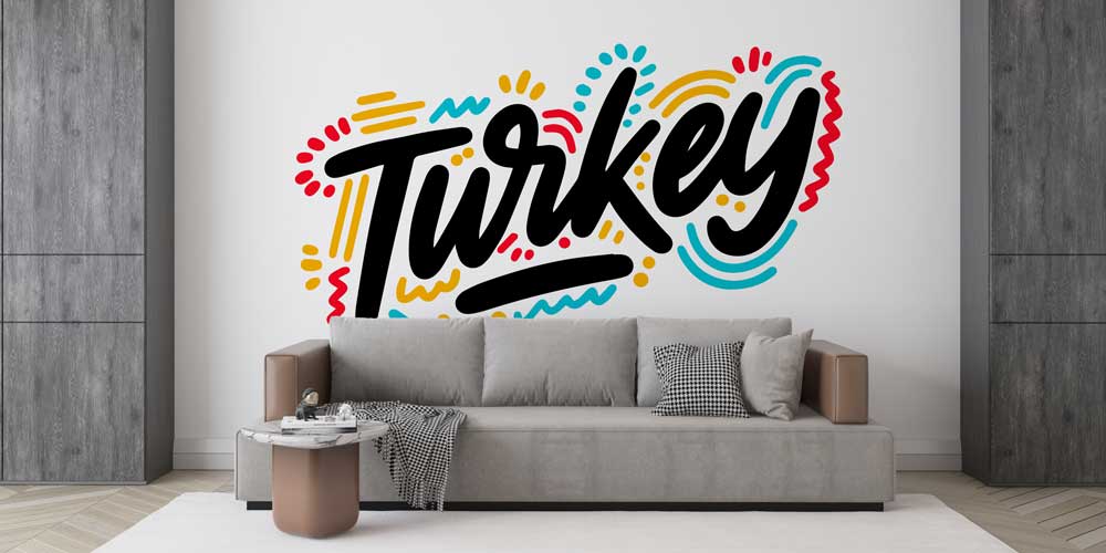 Modern Tipografi “Turkey” Yazılı Duvar Kağıdı 11652