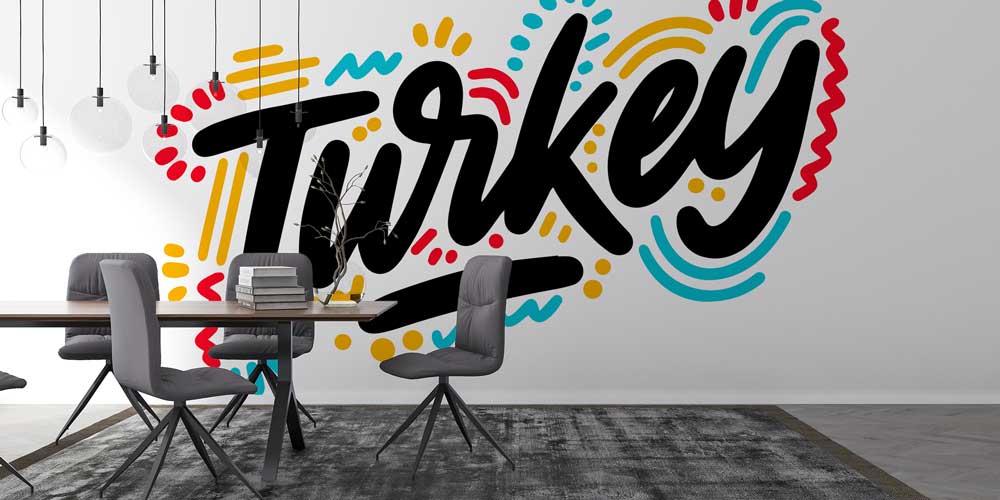 Modern Tipografi “Turkey” Yazılı Duvar Kağıdı 11652