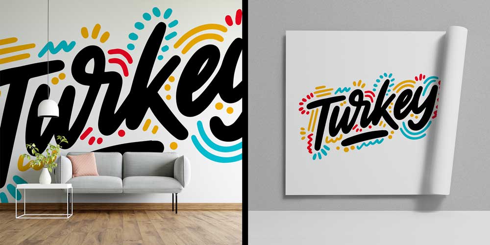 Modern Tipografi “Turkey” Yazılı Duvar Kağıdı 11652