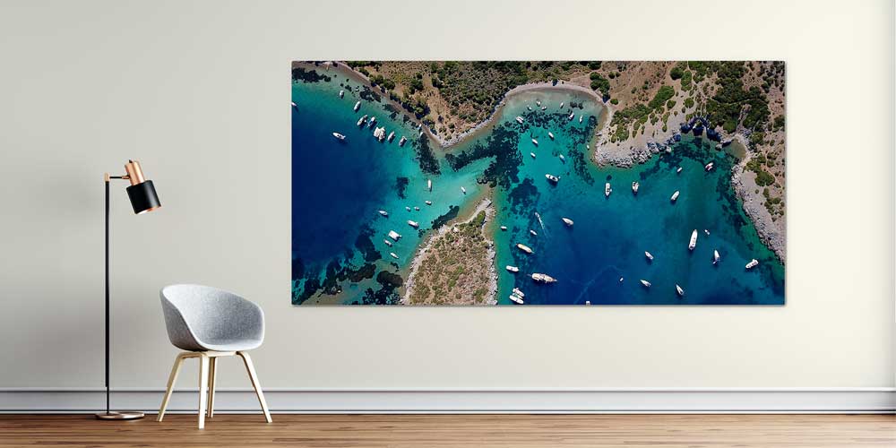 Havadan Görünümlü Turkuaz Koy Manzaralı Büyük Ebat Duvar Dekor Ürünü 11890