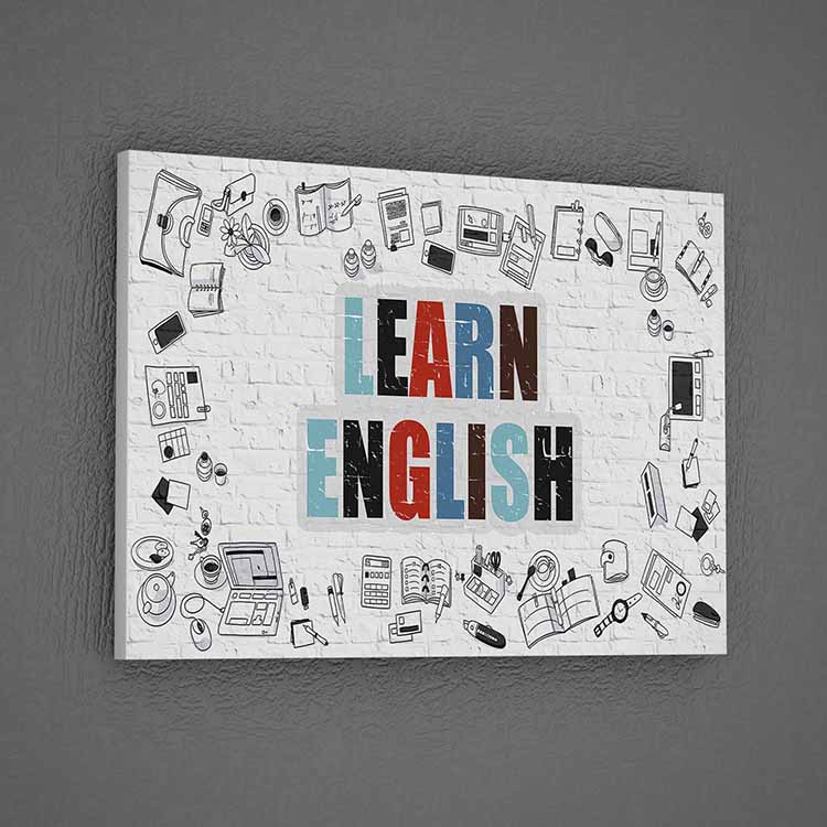 universite-duvar-kaplamalari-3293-01 Learn English Doodle Tasarımlı Duvar Kaplaması – 3293