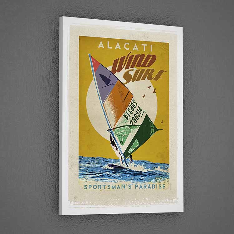 Alaçatı Windsurf Vintage Poster Kanvas Tablo E-501