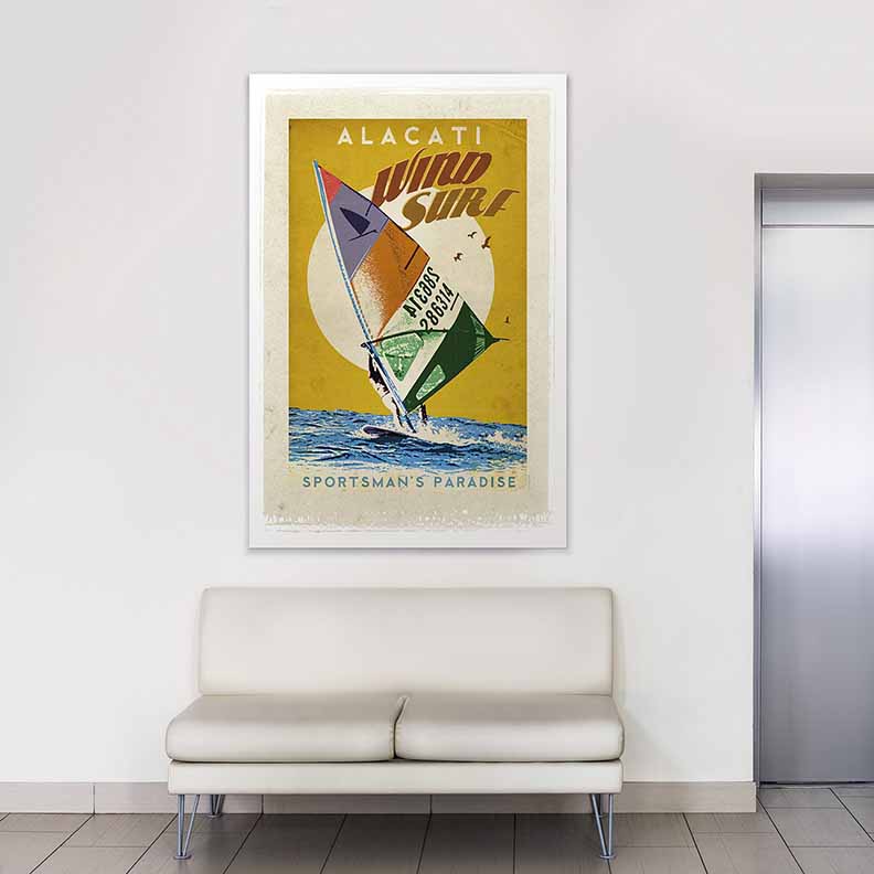 Alaçatı Windsurf Vintage Poster Kanvas Tablo E-501
