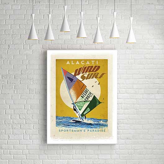 Alaçatı Windsurf Vintage Poster Kanvas Tablo E-501