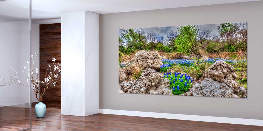 Kayalık Doğa ve Yabani Çiçekler Manzarası Büyük Ebat Duvar Dekor Ürünü 14174
