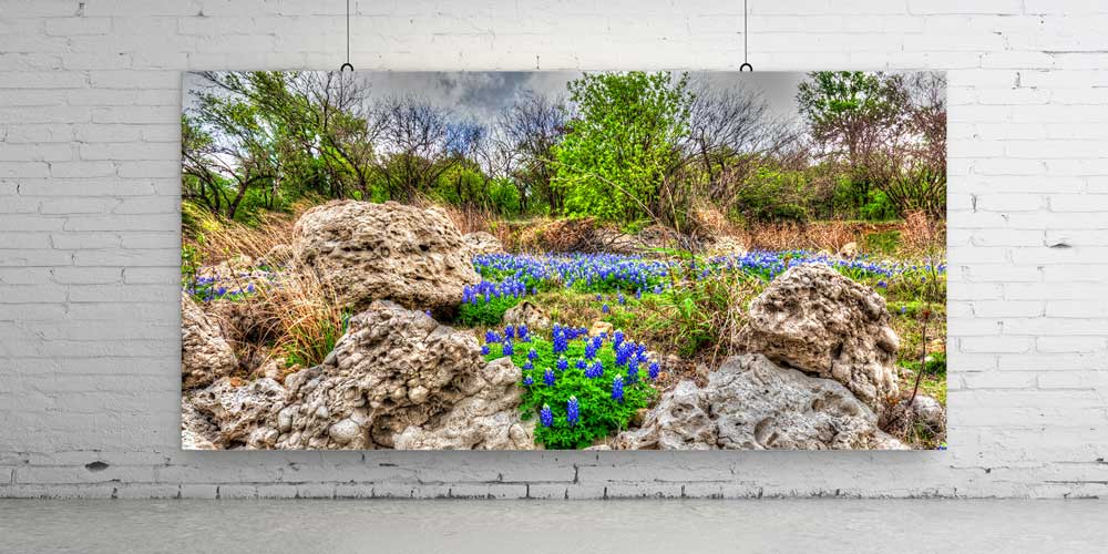 Kayalık Doğa ve Yabani Çiçekler Manzarası Büyük Ebat Duvar Dekor Ürünü 14174