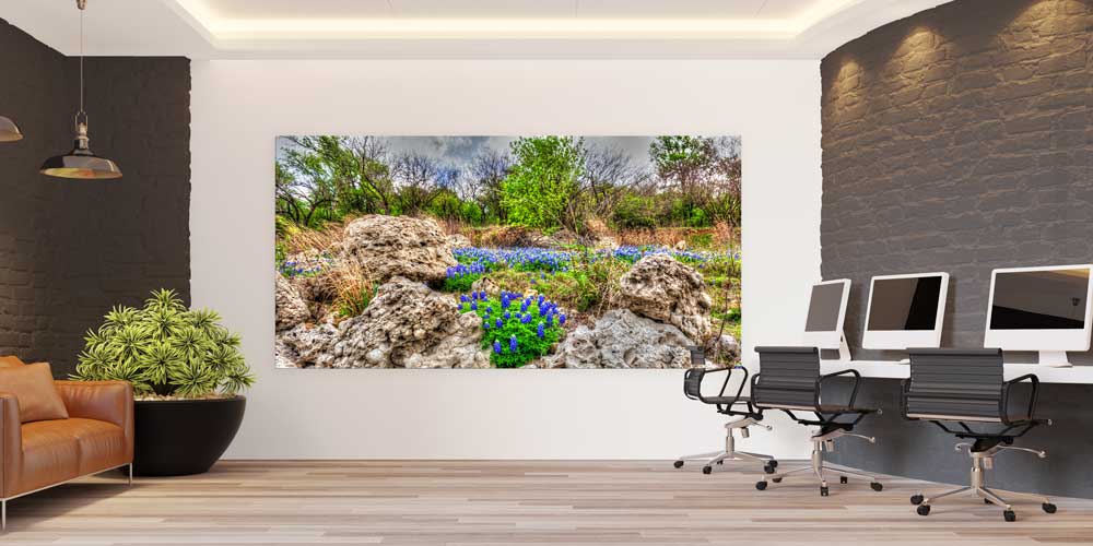 Kayalık Doğa ve Yabani Çiçekler Manzarası Büyük Ebat Duvar Dekor Ürünü 14174