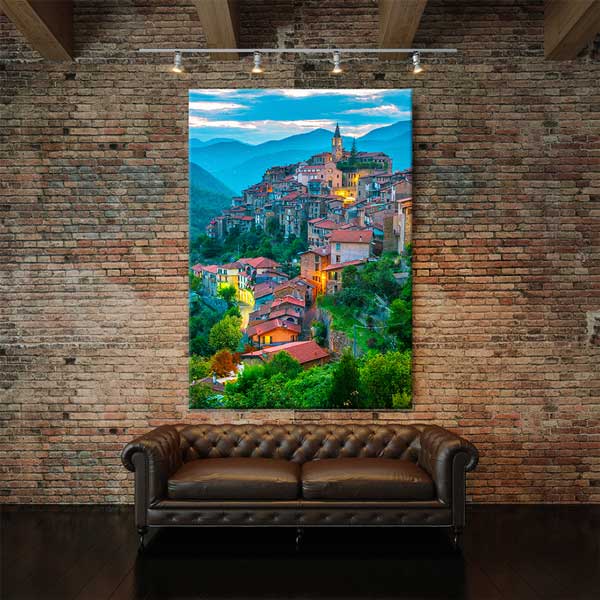 Tepe Üstü Tarihi Kasaba Manzarası Kanvas Tablo 13848