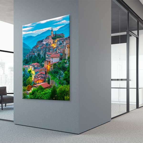 Tepe Üstü Tarihi Kasaba Manzarası Kanvas Tablo 13848