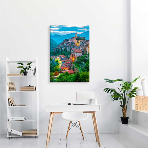 Tepe Üstü Tarihi Kasaba Manzarası Kanvas Tablo 13848