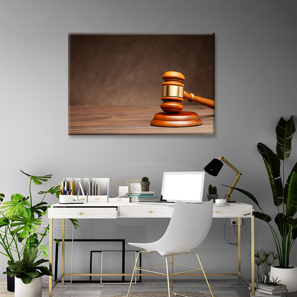 wall-art-5253-01 Hakim Tokmağı Temalı Hukuk Kanvas Tablo – 5253