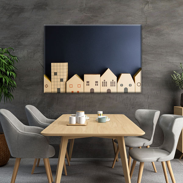 wall-art-5525-05 Minimalist Ev ve Bina Tasarımlı Kanvas Tablo – 5525