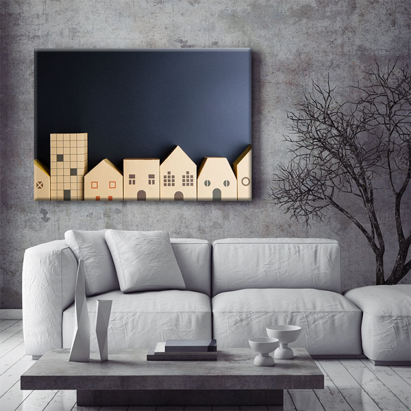 wall-art-5525-06 Minimalist Ev ve Bina Tasarımlı Kanvas Tablo – 5525