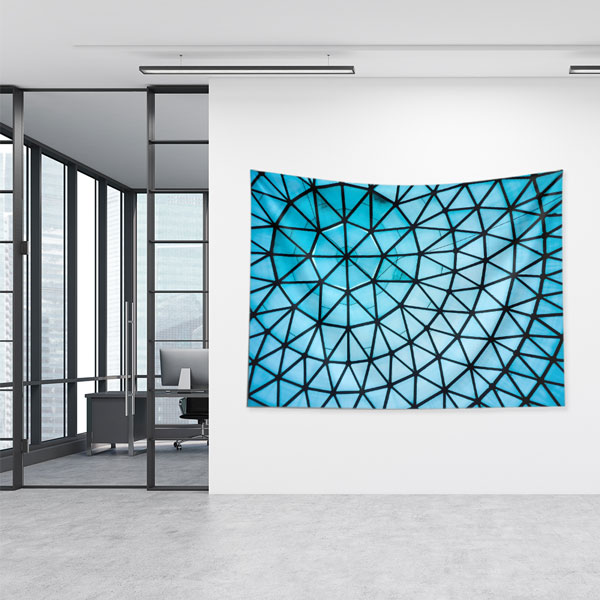 Geometrik Cam Tavan Desenli Mavi Duvar Örtüsü Kumaş Baskı 5599