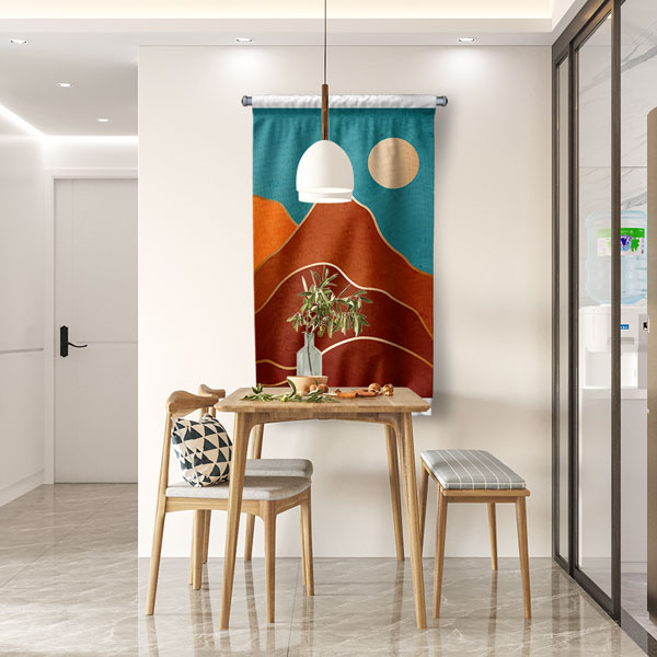 Minimal Kızıl Dağ Manzaralı Duvar Flaması 6305