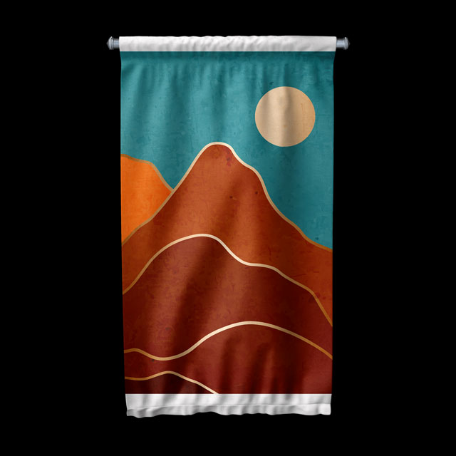 Minimal Kızıl Dağ Manzaralı Duvar Flaması 6305