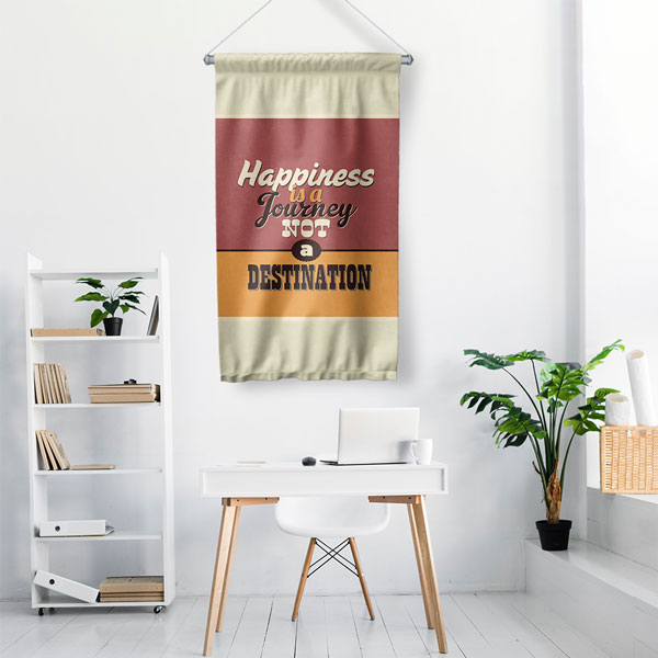 Happiness is a Journey Motivasyon Duvar Flaması Kumaş Baskı 7685