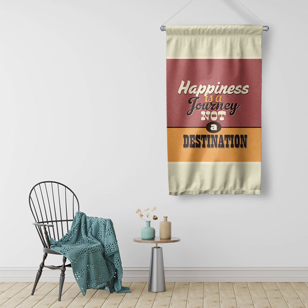 Happiness is a Journey Motivasyon Duvar Flaması Kumaş Baskı 7685