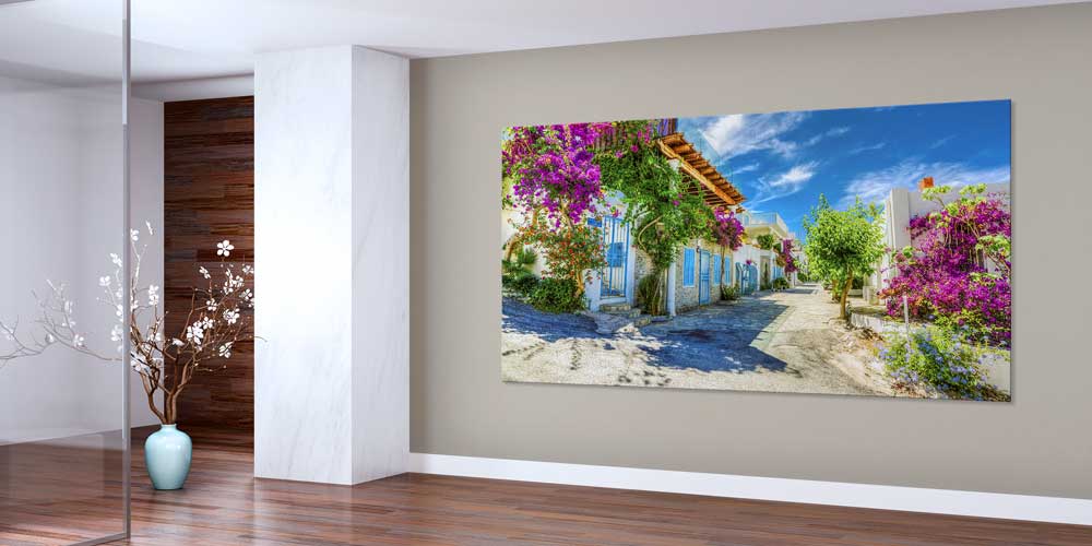 wall-art-big-size-11868-01 Ege Sokakları Begonvilli Taş Evler Büyük Ebat Duvar Dekoru 11868