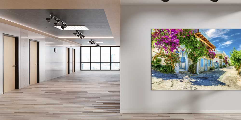 wall-art-big-size-11868-02 Ege Sokakları Begonvilli Taş Evler Büyük Ebat Duvar Dekoru 11868