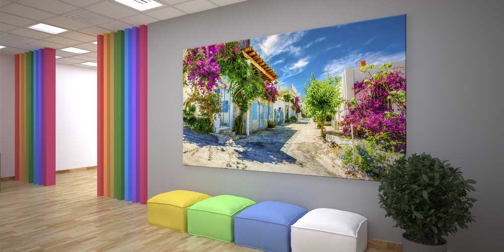 wall-art-big-size-11868-03 Ege Sokakları Begonvilli Taş Evler Büyük Ebat Duvar Dekoru 11868