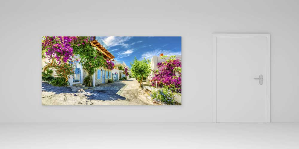 wall-art-big-size-11868-04 Ege Sokakları Begonvilli Taş Evler Büyük Ebat Duvar Dekoru 11868